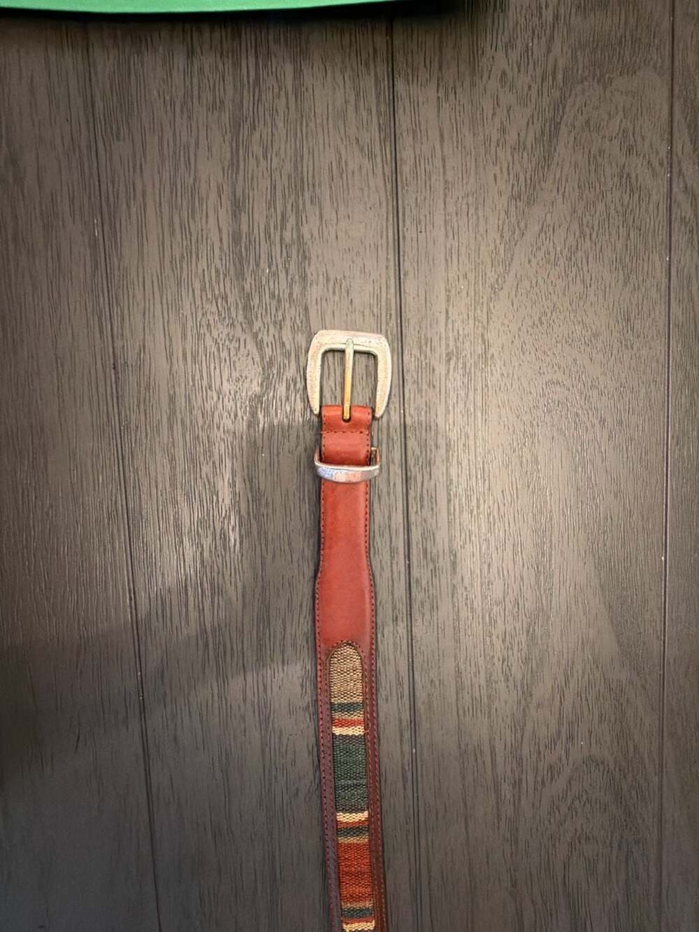 #17 Vintage Southwestern Style Leather and Woven Belt Size 40/100
